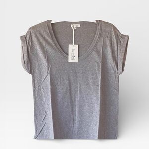 Gray Relaxed Fit Cap Sleeve Tee